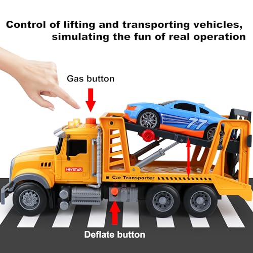 Dwi Dowellin Toy Truck Transport Cars Carrier with Racing Car for Kids Toddlers,Birthday Gifts for Boy Toddler Child 3 4 5 6 Years Old - style: transport truck