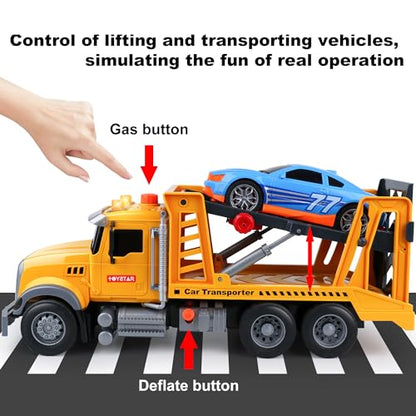 Dwi Dowellin Toy Truck Transport Cars Carrier with Racing Car for Kids Toddlers,Birthday Gifts for Boy Toddler Child 3 4 5 6 Years Old - style: transport truck