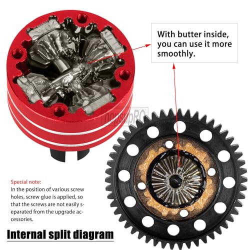 46T Upgrades Part Differential Slipper for 1/8 Outcast/Kraton/Notorious 6s BLX,1/7 Mojave/Felony 6s BLX,#45 Steel Spur Gear Slipper Clutch Diff Gear Hops Up.Red - color: Red(46t)