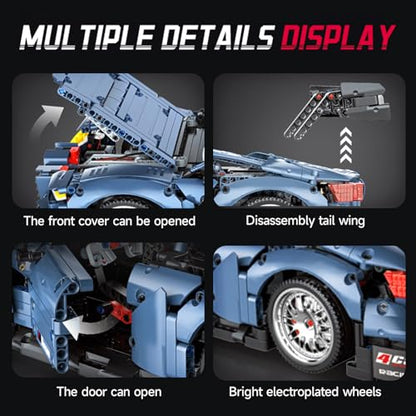 Remote Control Car Building Kit, 1:10 M4 Champion Racing Car Building Block | with Motors Light Rechargeable Battery-2280 PCS,Challenge Construction Toy Gift for Technical Enthusiasts Adults Boys Age 14+ - style: Dynamic Version-motors included