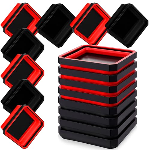 Huwena 8 Pcs Collapsible Magnetic Parts Tray Set Foldable Tool Trays Square Double-sided Magnetic Parts Bowl for Screw Bolts Nuts Washers Pins Mechanic Tool Gifts for Men (Red and Black) - color: Red and Black