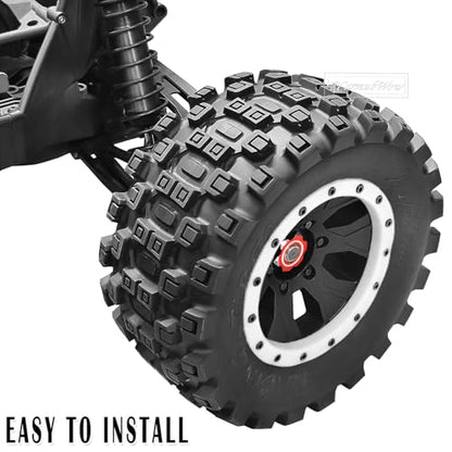 MX43 RC Wheels and Tires Truck Tires for 1/5 KRATON 8S EXB AVC 4X4 RTR,1/5 Outcast 8S EXB AVC 4X4 RTR,1/5 X-MAXX 8S,Pro-line Racing Badlands Tires w/Wheel Hex,4PCS,White - color: White(4pcs)