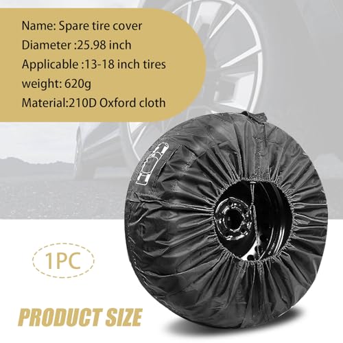 1 PC Car Tire Protector, 25.98" 190T Oxford Cloth Sun Dustproof 13"-18" Spare Tire Storage Bag with Handle, Four Seasons Universal Portable Anti-Scratch Accessories for Cars (Black #S) - size: 1 PC #S