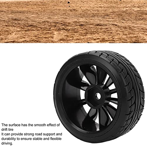 1/10 RC Drift Car Tires Hard Rubber Tyre Set for TT02 RC On Road Drifting Car Black 4PCS 62mm Diameter 26mm Width 12mm Hex