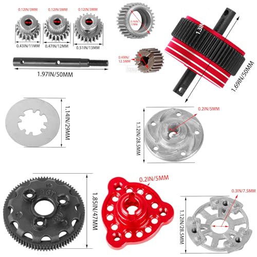 RC Upgrades Part for 1/10 Slash/Rustler/Stampede/Bandit 2WD(VXL),48P 86T Spur Gear&Slipper Clutch&Differential Transmission Gear&Slipper Rebuild Kit&Pressure Plate Hops up,Red - color: Red-48P&86T