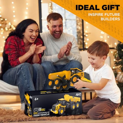 Mighty 9-Channel RC Dump Truck Toy | 1:18 Scale All-Terrain 6-Wheel Construction Vehicle with Lights & Sounds, 6 Wheels & 100-Min Battery, Remote Control Truck for Kids & Adults, Great STEM Gift 2026 - style: Mighty Dump Truck[2026 Version]