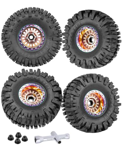 Rc 1.9 Inch Wheel Rims & Tires Wheels for 1/10 RC Crawler Car SCX10 SCX10 II SCX10 III 90046 TRX6 TRX4 D90 VS4-10 Gen8 MST CFX,Aluminum RC 1.9 Beadlock Tires Wheel,Bronze - color: Bronze (1.9 Tires Wheels)