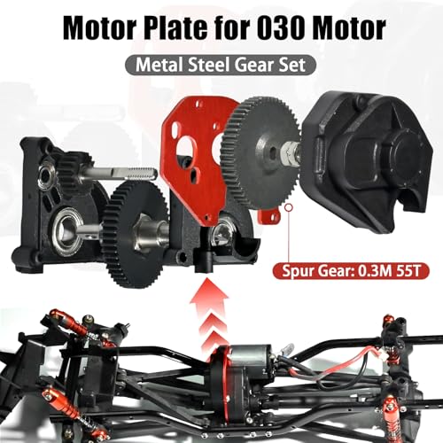 SCX24 Complete Transmission Gearbox with Steel 0.3 Mod Transmission Gear for Axial SCX24 Deadbolt C10 JLU Gladiator Bronco 1/24 RC Crawler Car Upgrade, Enhanced Durability Reliability