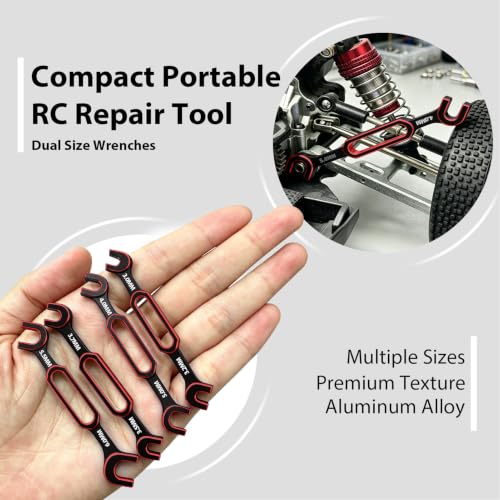 4PCS RC Wrench 3.0/3.2/3.5/3.7/4.0/5.0/5.5/6.0mm Turnbuckle Nut Ball Joint Remover RC Repair Tool for RC Crawler Car Boat RC Drone Upgrade Parts (Red) - color: Red