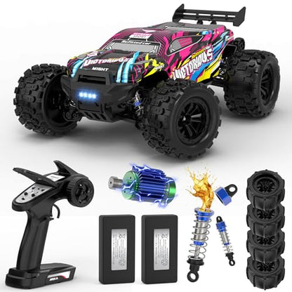 1:16 4WD Brushless rc Cars, 70+KM/H(Peak) High Speed Remote Car, RC Trucks 4X4 Offroad with 3000mAh Batteries, Boys RC Truggy Toys Back-to-School Season and Birthday Gifts for Youth Aged 14+ - color: Brushless Rc Cars-pink