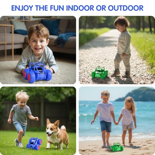 Remote Control Car, Fast Direct Charging RC Cars Amphibious 360° Rotating LED Rechargeable Stunt Car 2.4Ghz 4WD All Terrain RC Race Cars Toy Christmas Birthday Gift for Kids Boys Girls Aged 3-12 years - color: Blue