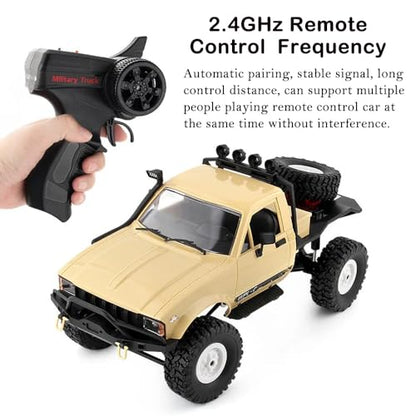GoolRC RC Truck, WPL C14 RC Crawler 1/16 Scale Remote Control Car, 4WD All Terrain Off Road Semi Truck, 2.4GHz RC Climbing Car with LED Lights and 2 Batteries for Adults (Yellow) - color: Yellow