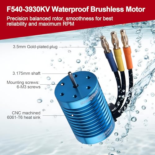 HobbyPark 540 Brushless Motor 3.175mm Shaft 3930KV w/Heatsink fit 2S 3S Lipo Battery for 1/10 Scale RC Cars Off Road Buggy On Road fit Traxxas Arrma Axial Redcat Losi ECX