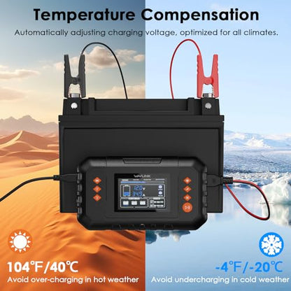 WAVLINK 35-Amp Smart Battery Charger, 6V/12V/24V Car Battery Charger | LCD Display, Lead-Acid/Lithium/LiFePO4 Compatible, Battery Maintainer & Desulfurizer for Cars, Boats, Motorcycles - color: 35-AMP