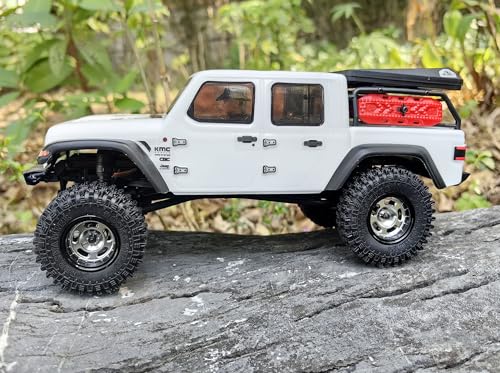 RC 1.0 Beadlock Wheels Offsets -2 Aluminum Rims for AX24 1/18 TRX4M All 1/24 Scale SCX24 Deadbolt RC Crawler Car Wheels Upgrades 4Pc (Silver & Black) - color: Silver & Black