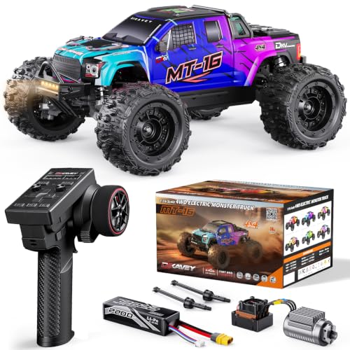 MT16 1/16 50MPH Brushless 4WD RC Truck,All-Terrain Remote Control Car Adult | with 3S Battery,Waterproof Fast Off-Road 4X4 RC Truggy for Adults,Suitable as Gift for Snow/Sand Adventures-Gradient Blue - color: Blue, size: 1/16