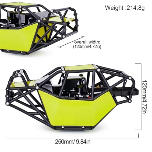AMK RC Crawler Roll Cage, 1/10 Scale Nylon Rock Buggy Body Cage for Axial SCX10 SCX10 II, Durable RC Rock Crawler Upgrade Part (Green) - color: Green