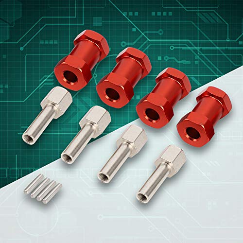 Generic 20mm Extension Wheel Hub Hex Drive Adapter, Durable Aluminium Alloy, Easy Install for 1/10 RC Drift Cars, 4PCS, SilverRedBlack (Red) - color: Red