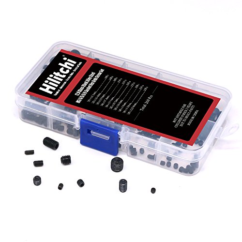 Hilitchi 260pcs M3/4/5/6/8 Allen Head Socket Hex Grub Screw Set Assortment Kit with Plastic Box 12.9 Class Black Alloy Steel - color: Black - Metric - 260pcs