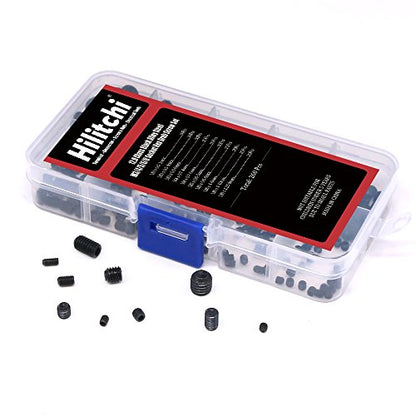 Hilitchi 260pcs M3/4/5/6/8 Allen Head Socket Hex Grub Screw Set Assortment Kit with Plastic Box 12.9 Class Black Alloy Steel - color: Black - Metric - 260pcs