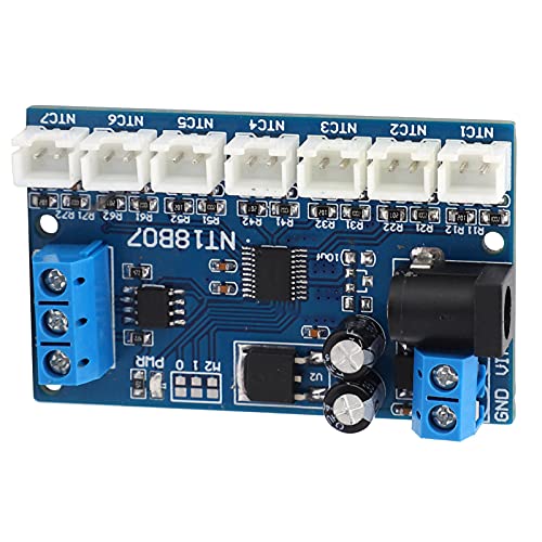RS485 Temperature Sensor Module, Industrial Grade 7 Channel Temperature Measurement Board with Wide Voltage Range 6?24V for PLC Systems and Automation Control
