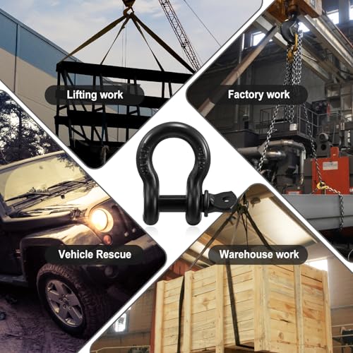 30 Pack 3/8" D Ring Shackle Heavy Duty with Screw Pin Galvanized Coating for Rigging Tow Strap Winch Off Road Truck Vehicle Recovery - size: 3/8"