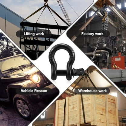 30 Pack 3/8" D Ring Shackle Heavy Duty with Screw Pin Galvanized Coating for Rigging Tow Strap Winch Off Road Truck Vehicle Recovery - size: 3/8"