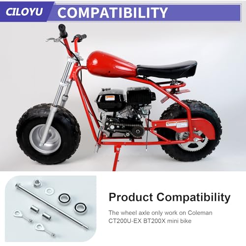 14mm 290mm Mini Bike Rear Wheel Axle Kit for CT200U-EX BT200X | Minibike Axle with 6202RS Rear Bearing Compatible with Coleman 196CC 200CC 6.5HP Mini Bike Parts 15mm Chain Adjuster - size: 290mm rear axle