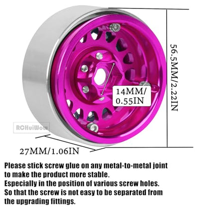 RC 1.9 Beadlock Wheels for 1/10 RC Crawler TRX4 TRX6 SCX10 90046 AX103007 VS4-10 MST CFX RC4WD D90 Red cat Gen8 7,Alloy Aluminium 1.9 rc Beadlock Rims 1.9 rc Wheels,4PCS,Pink - color: Pink(4pcs)