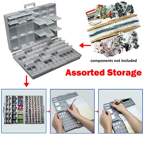3pcs AideTek BOXALL 96 Compartments Enclosure SMD SMT Parts Organizer Surface Mount Box Labels - style: 3BOXALL96