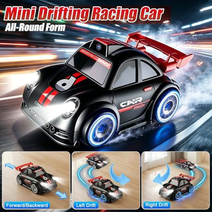 Mini RC Car with Camera, 2.4" Screen FPV Remote Control Car with 8G Card, Rechargeable 360° Drift Kids Small RC Racing Car Dual Control via Remote & App Controlled Vehicles, Follow/Escape/Demo Modes
