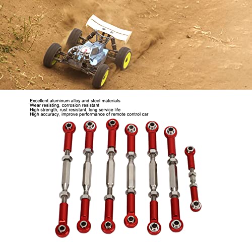 RC Car Push Rod Set, Aluminum Alloy Adjustable Turnbuckle Rod Linkage Upgrade Parts for Slash 1/10 Short Course (Red) - color: Red