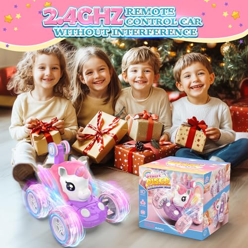 Mafbeanl Remote Control Car Stunt RC Cars 360° Rotating with 2.4GHz Rechargeable Wheel Lights Toys Car Gift for Boys Girls 3 4 5 6 7 8 9 10 11 12 (Pink) - color: Pink