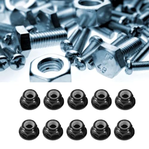 Insert Lock Nuts – Aluminum Alloy Hex Flanged Nylon Lock Nuts,Avoid Loosening Hardware Fasteners for RC Car Truck Crawler Wheels(M4,Black)(Black-M3) - color: Black-M3