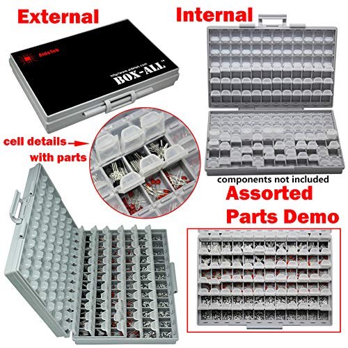 AideTek Two SMD SMT Resistor Capacitor 1206 0805 0603 Box Organizer Craft Beads Storage 144 Compartments for each box - style: 2BOXALL