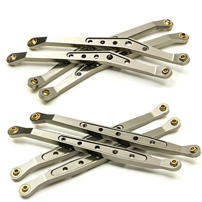 QUE-T 8 Pcs Aluminum Linkage Rod Arm Set/Upper and Lower Suspension Links Set of 8 for 1/10 Axial Wraith 90018 RC Truck (Titanium, Type A)