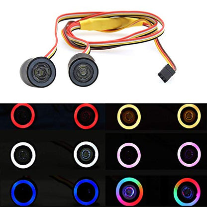 GLOBACT OGRC RC LED Light Kit Headlights Angel Eyes with 12 Modes for Traxxas TRX-4 Axial SCX10 RC4WD 1/10 RC Rock Crawler Car Accessories | 5-8V, IP67 Waterproof Headlights 12 modes for Traxxas Axial Redcat RC4WD 1/10 Crawler Body Accessories