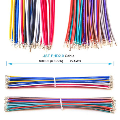 JST Connector Kit 2.0mm Pitch JST-PHD 2.0 Female Connector with Premium 22AWG Pre-Crimped Cables,Dual Row Without Lock PH 2.0mm 2 * 2/3/4/5/6/7/8/9/10 Pin Female Housing (PHD-MM-Kit) - size: JST-2.0MM-PHD Dual Row