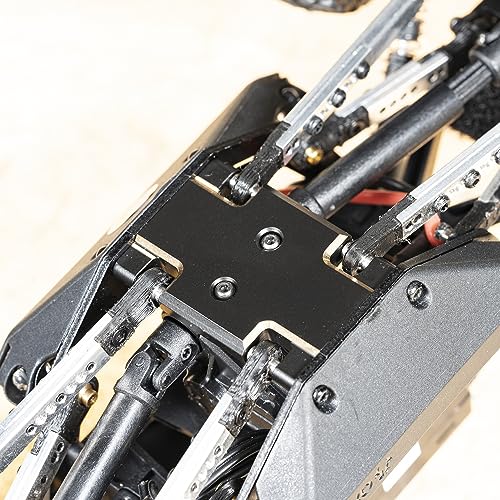 RampCrab Skid Plate Transmission Mount for AX24, Black Coating, Brass Mount for AX24 XC-1, 21 Grams, Upgrades Parts for 1/24 RC Crawler Car - color: Brass-Black