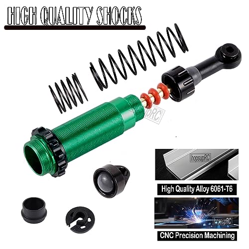 Full Aluminum Big Bore RC Shocks Absorber Damper Upgrades Part for 1/10 Slash/Stampede/Rustler/Bandit VXL 4X4 2WD,Front Rear Assembled Full Metal Shocks,4PCS Green - color: Green/4pcs