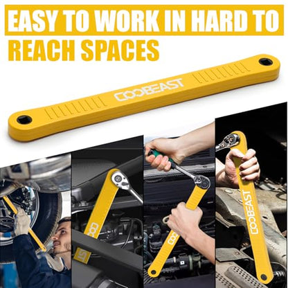 3/8" Offset Extension Wrench Impact Ready Socket Extender Tool (Yellow) | Versatile 1/4",3/8", 1/2" Square Drive Adapters,Universal Extensions Wrench,,0° Swing Extender,for Small Place - color: Yellow