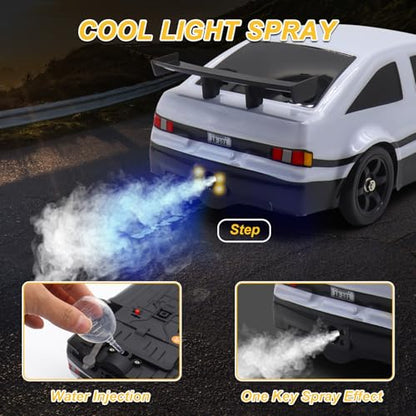 Mostop Remote Control Car 1:16 RC Drift Car with Spraying, 2 Batteries, LED Lights, 18KM/H High Speed RC Car for Drifting and Racing, RC Sport Racing Cars Model Vehicles for Kids Boys Birthday Gift
