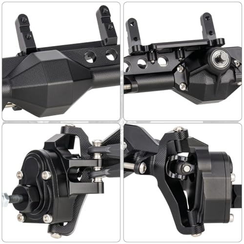 1/10 RC Portal Axles Set with BTA SOA Servo Mount CNC Aluminum One Piece Construction Offset Front Rear Completes Axle Set for Axial Capra 1.9 UTB LCG Cheater Rig 4WS DIY Upgrades (Black) - color: Black