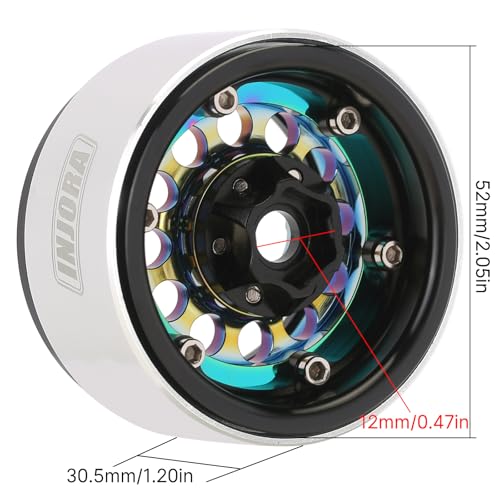 INJORA 1.9" 150g Brass & Aluminum -10mm Offset Wheels for 1/10 RC (Rainbow) - color: Rainbow