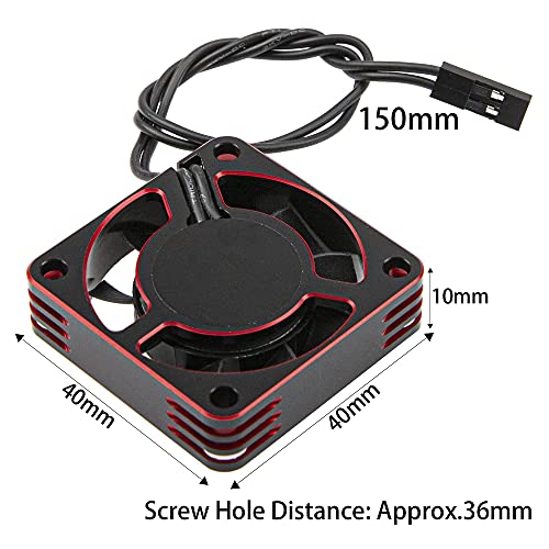 ShareGoo Alloy Brushless Motor ESC Cooling Fan Heatsink 18000RPM 40x40mm JST Plug for 1/8 1/10 1/12 RC Car 540 550 Brushless Motor,4010 (Black-Red) - color: Black-Red