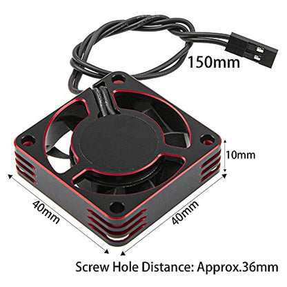 ShareGoo Alloy Brushless Motor ESC Cooling Fan Heatsink 18000RPM 40x40mm JST Plug for 1/8 1/10 1/12 RC Car 540 550 Brushless Motor,4010 (Black-Red) - color: Black-Red