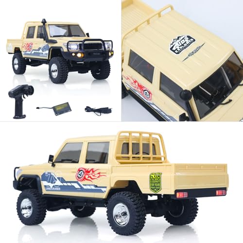TOUCAN RC HOBBY 1/18 UCX1801PRO Radio Control Crawler RC Off Road Car Pickup Metal Gears ABS Shell Light System Battery RTR No Sounds for Ages 14+ - color: Yellow
