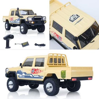 TOUCAN RC HOBBY 1/18 UCX1801PRO Radio Control Crawler RC Off Road Car Pickup Metal Gears ABS Shell Light System Battery RTR No Sounds for Ages 14+ - color: Yellow