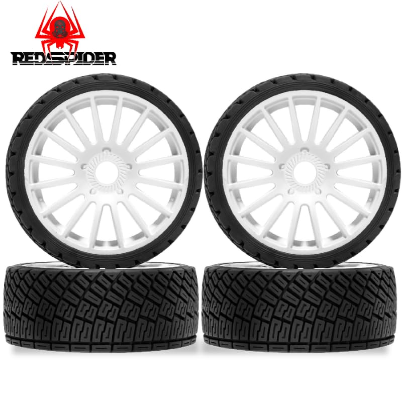 OD:100MM 1/8 General Purpose RC Rally Car Tires On Road Tyres Reinforced Plastic Rims High Speed Tires 17mm HEX for 1/7 1/8 Scale Racing KM WRC C3 Redcat ARRMA HPI VRX WR8 HSP Hobao Kyosho GT2 W213