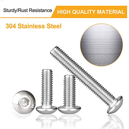 VIGRUE 570PCS Stainless Steel M3 Button Head Hex Socket Cap Screw Bolts, M3 x 4/5/6/8/10/12/14/16/18/20/25mm Screw and Nuts Flat Washer Assortment Kit, Fully Machine Thread - size: M3 Button silver